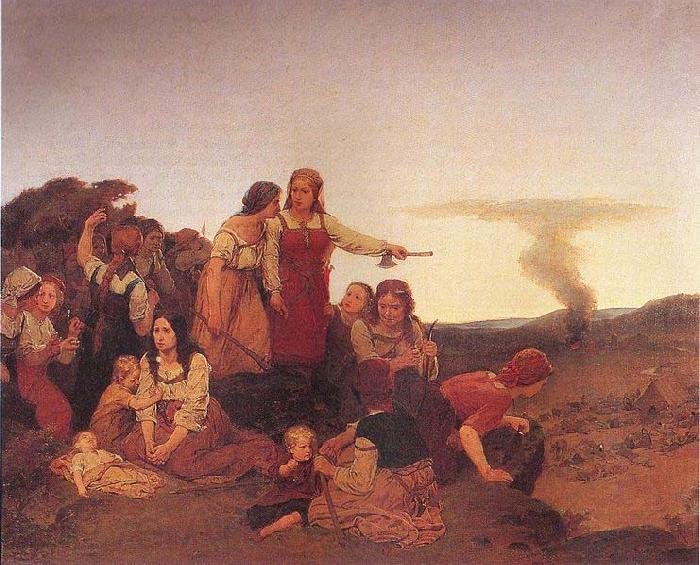 august malmstrom Blenda advises the women of Varend to revenge the pillaging of the Danes Norge oil painting art